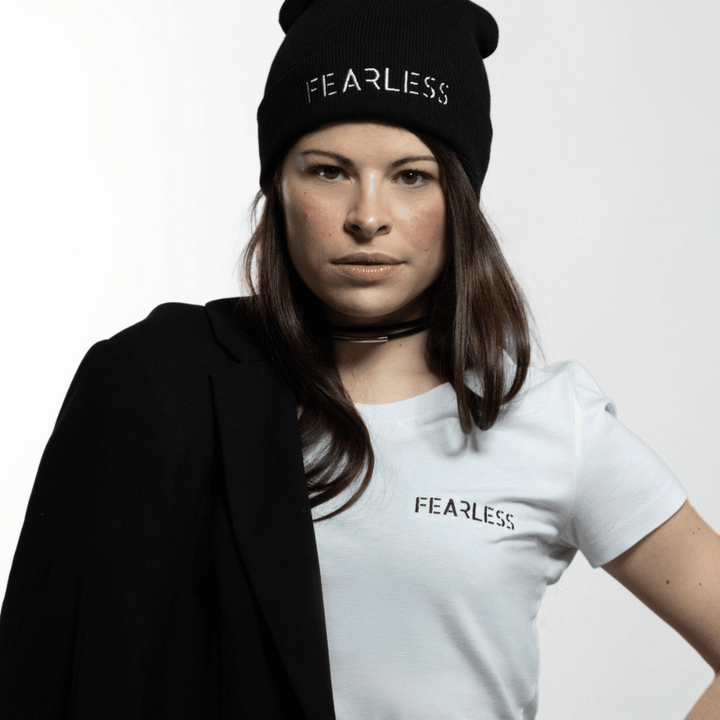 T-shirt blanc femme brodé FEARLESS